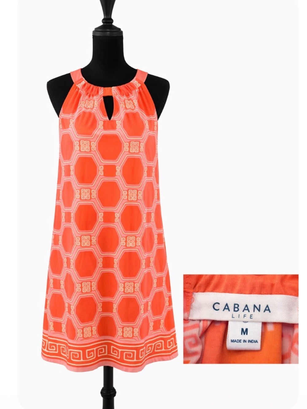 Cabana Life Coral Geo Halter Shift Dress